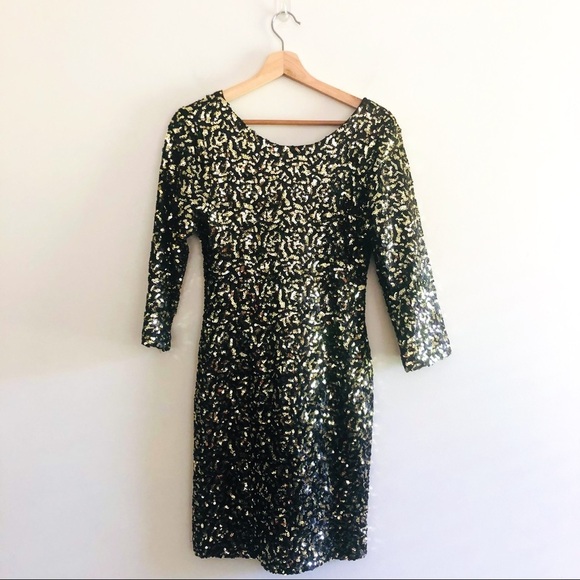MM Couture Gold and Black Sequin Metallic Dress Size Medium - Picture 4 of 13
